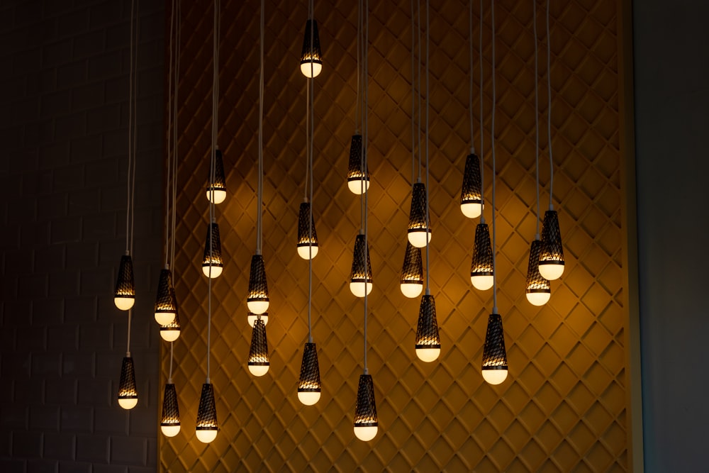 black hanging light bulbs