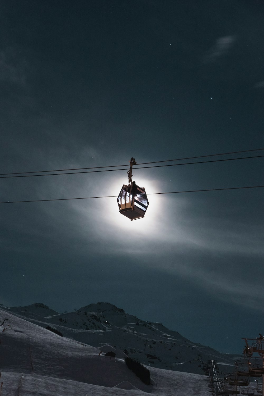 Paseo en teleférico por la noche