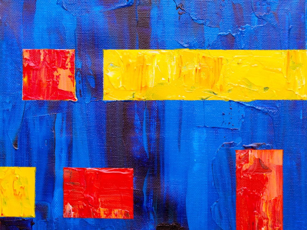 red yellow blue and red abstract painting