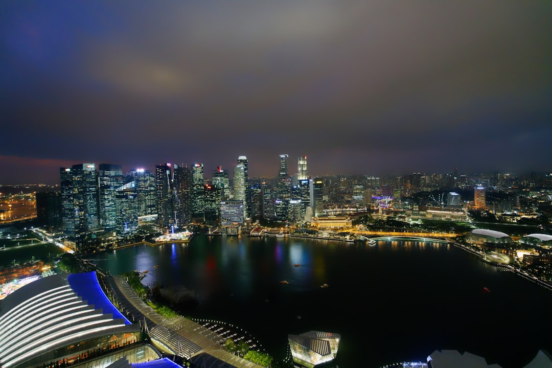 aerial photography of Singapore's metropolitan area at night