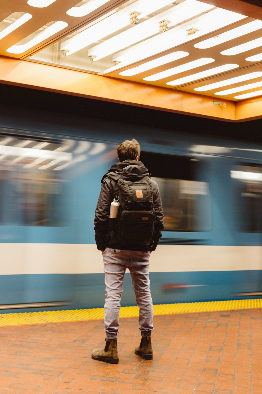 man on a train station
