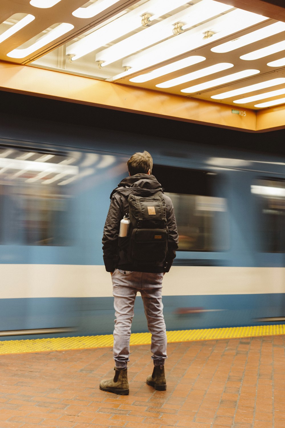 man on a train station