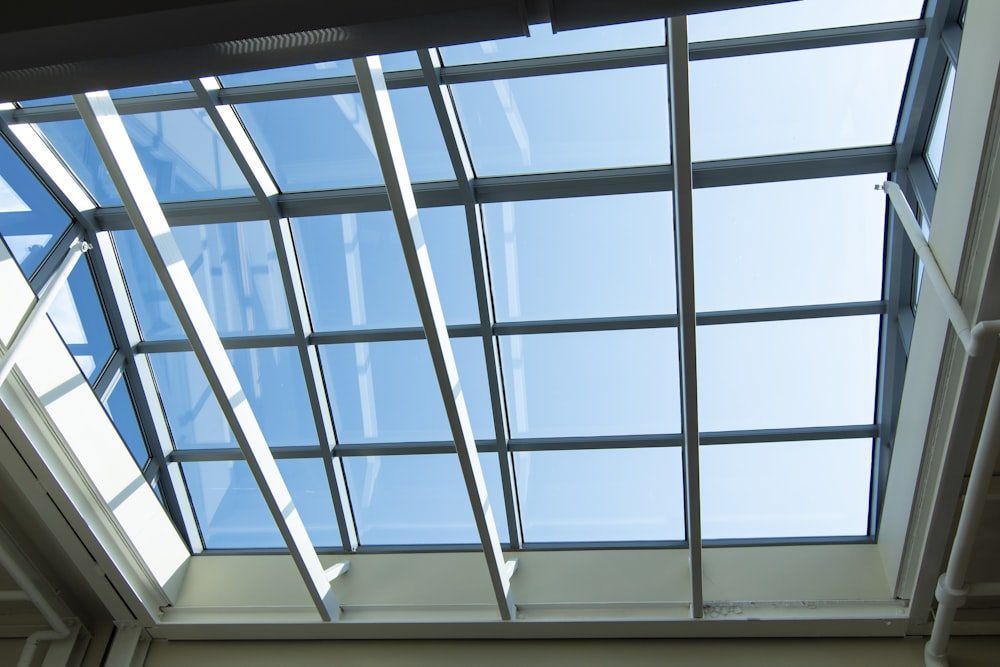 white wooden framed glass ceiling during daytime