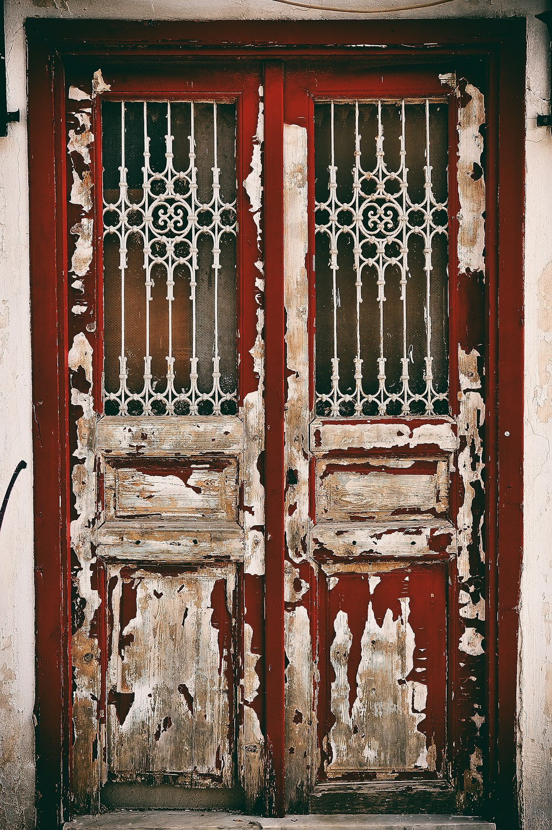  red french doors door frame
