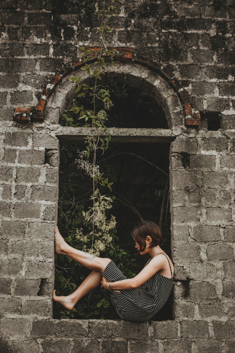 woman on a window