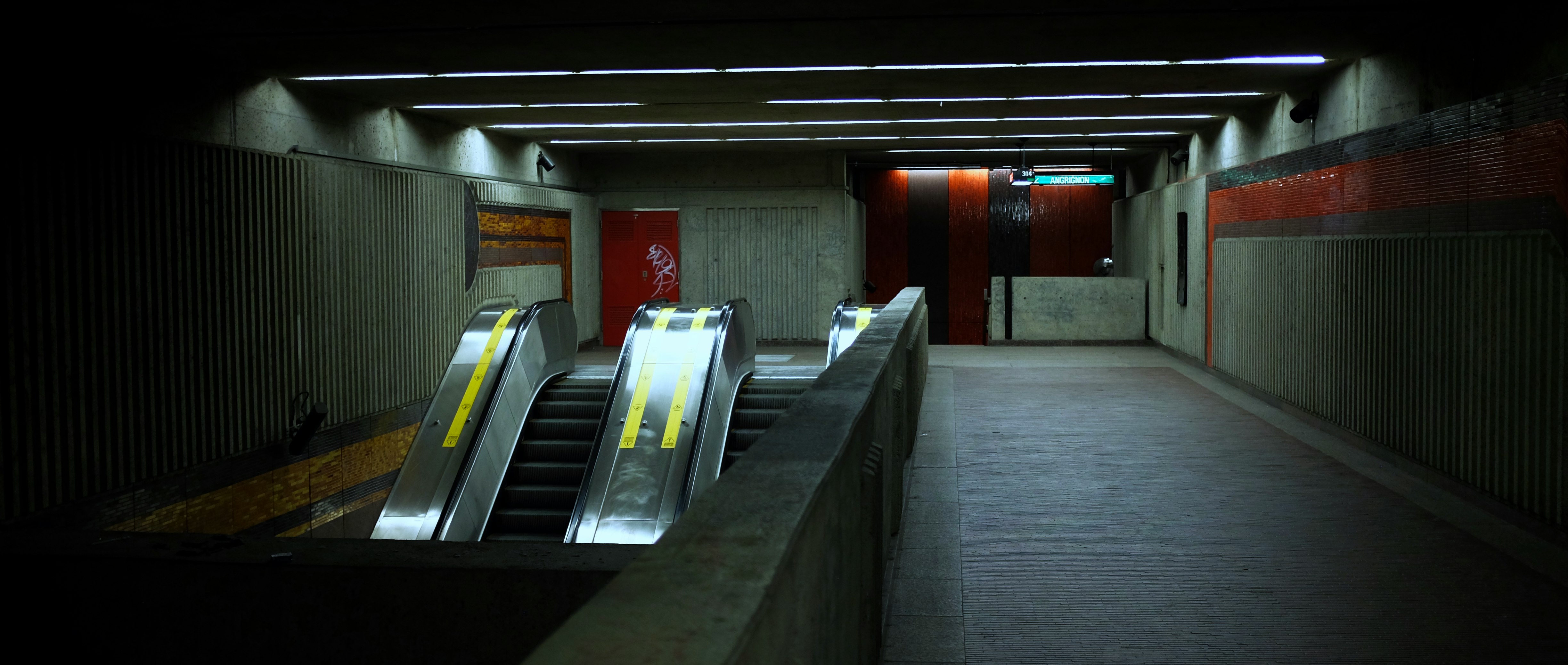 empty subway escalator
