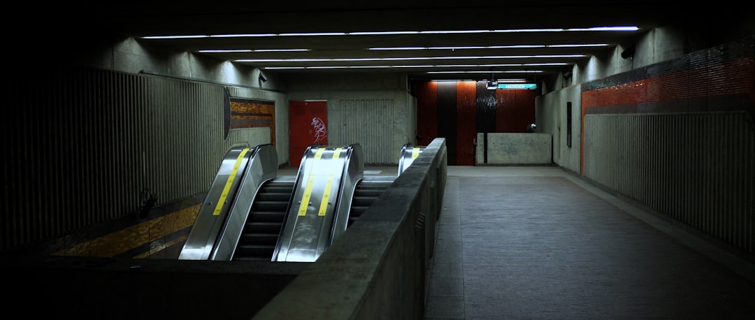 empty subway escalator,