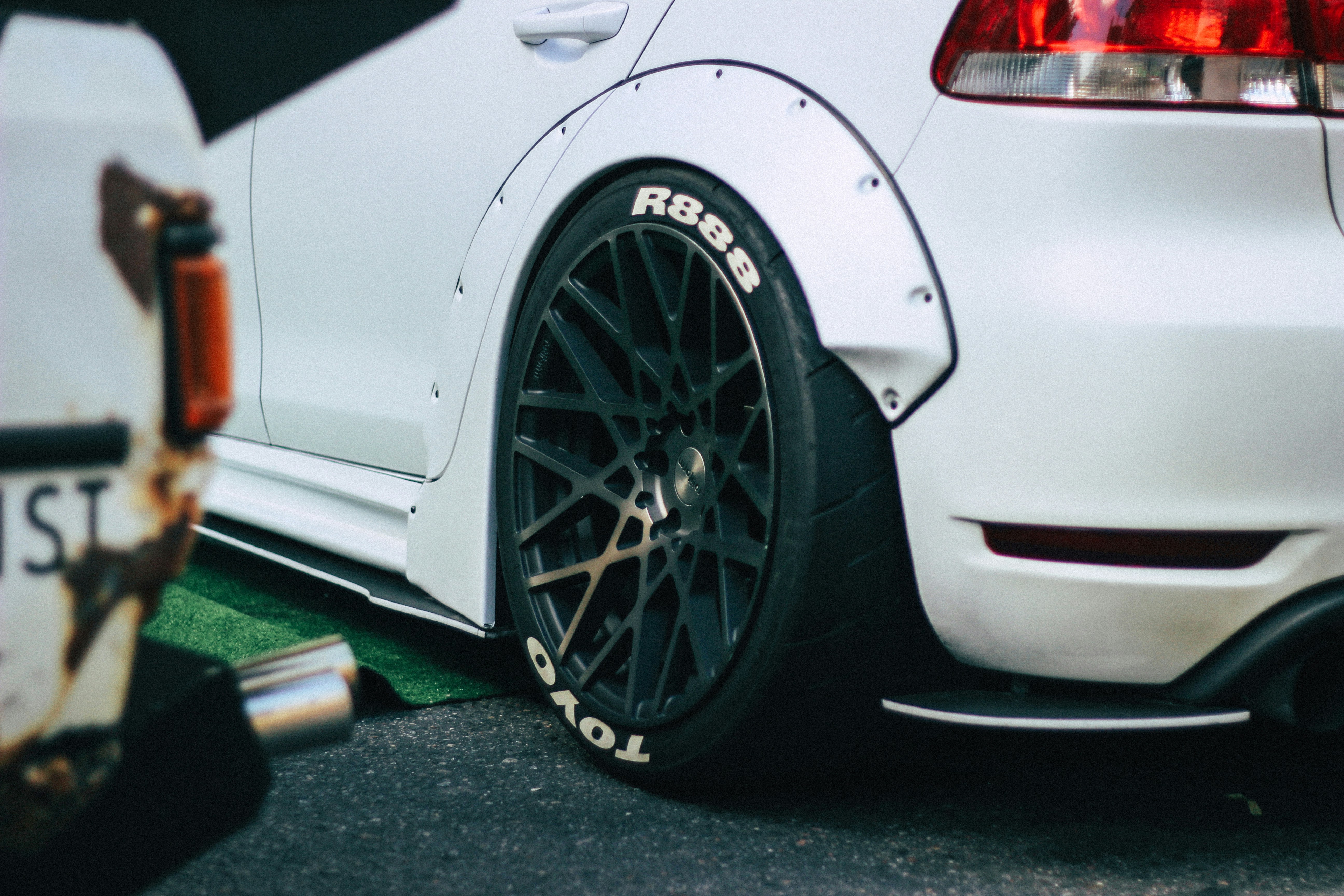 white vehicle on road