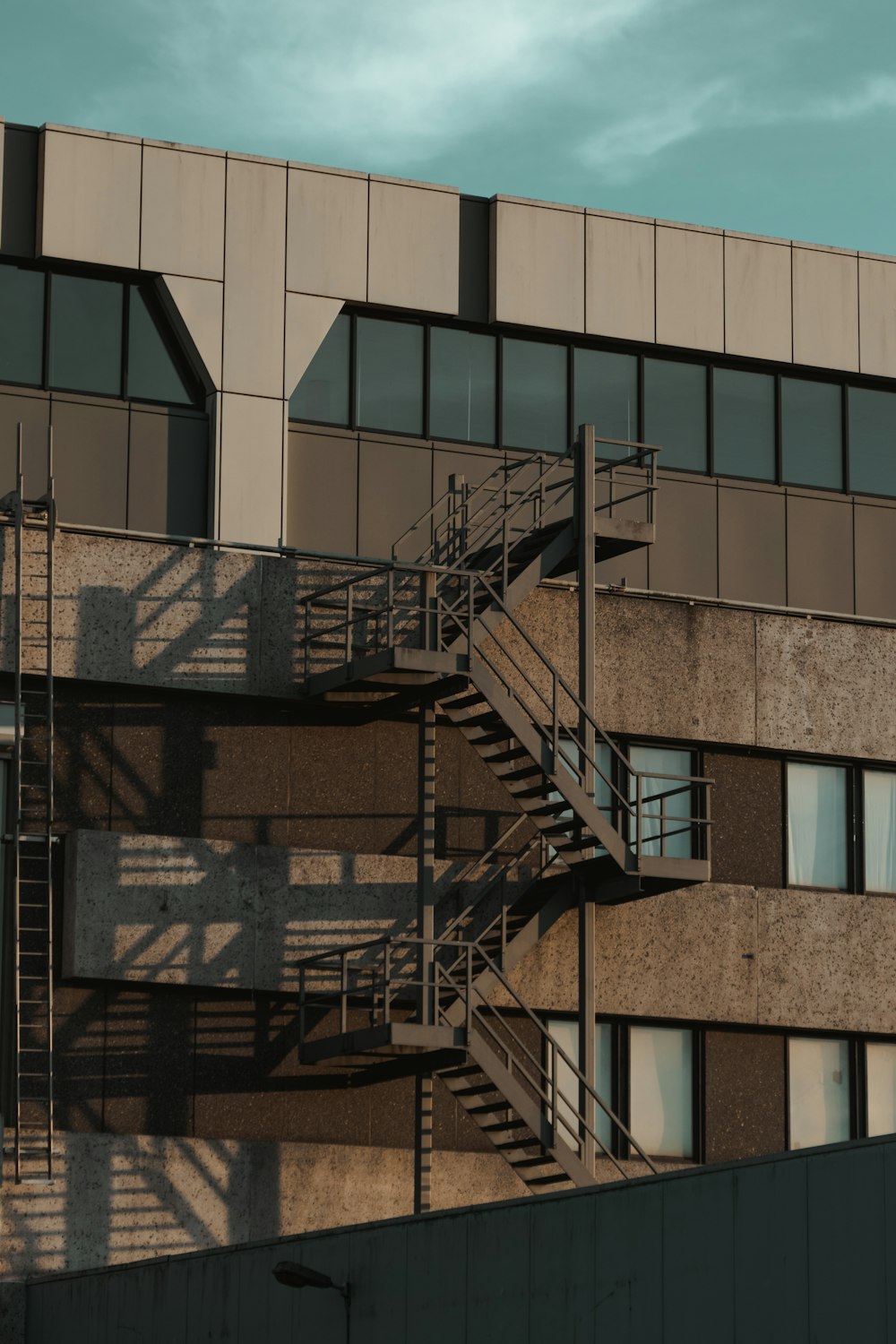 gray metal fire exit stairs