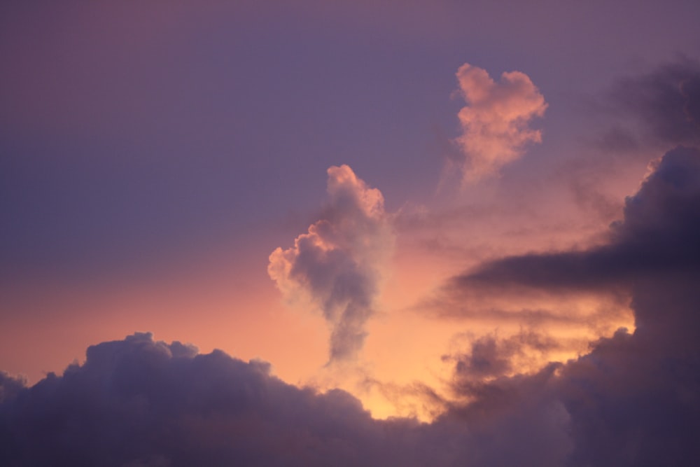 cumulus clouds during golden hour