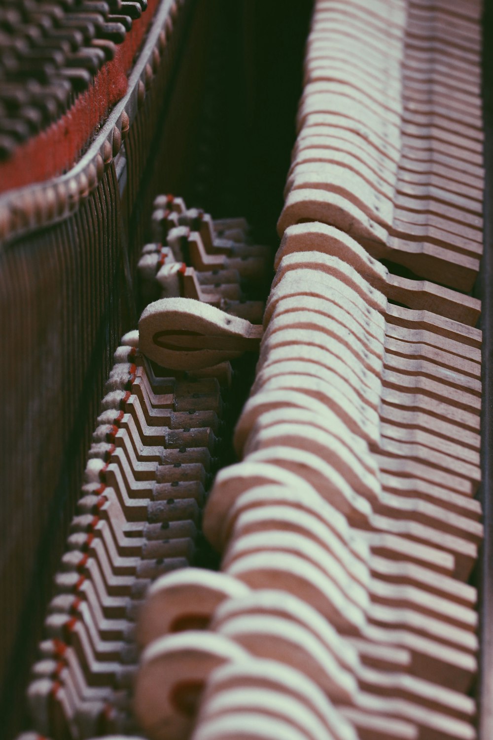 brown piano interior keys