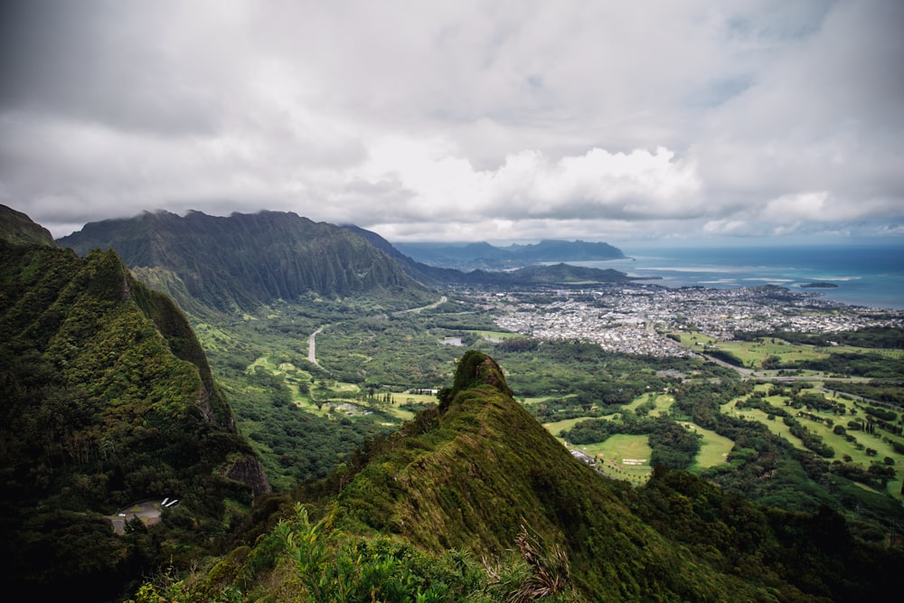 landscape photography of green mountain