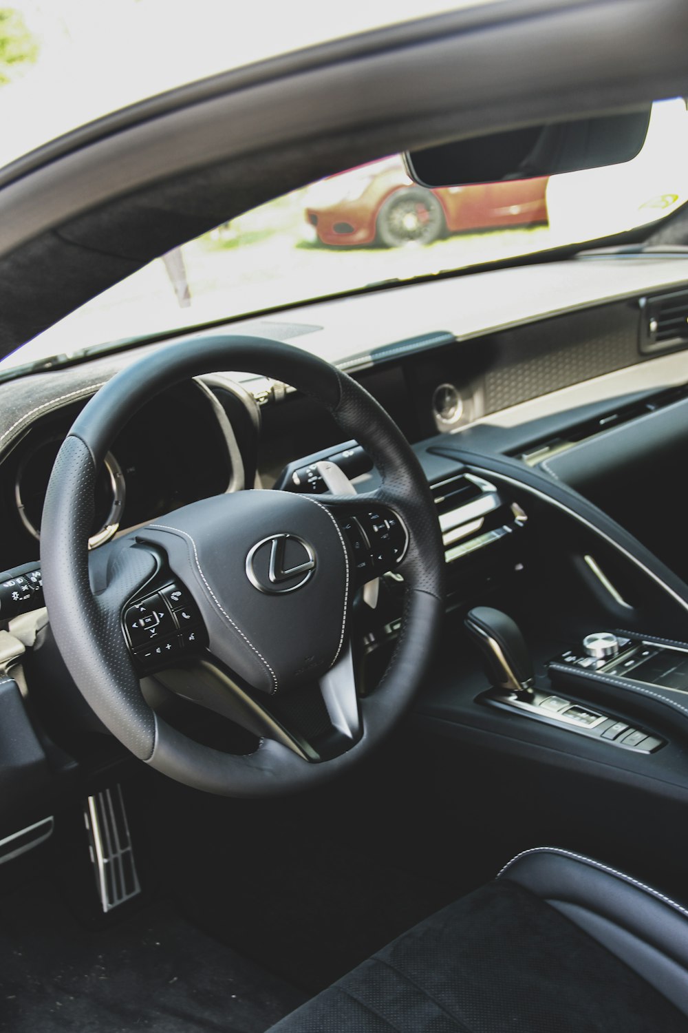 black Lexus steering wheel