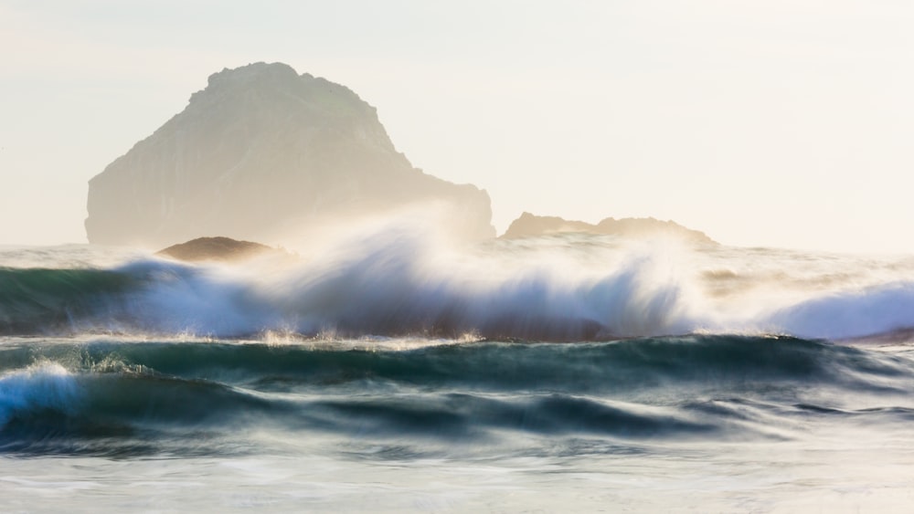 long exposure photography body of water