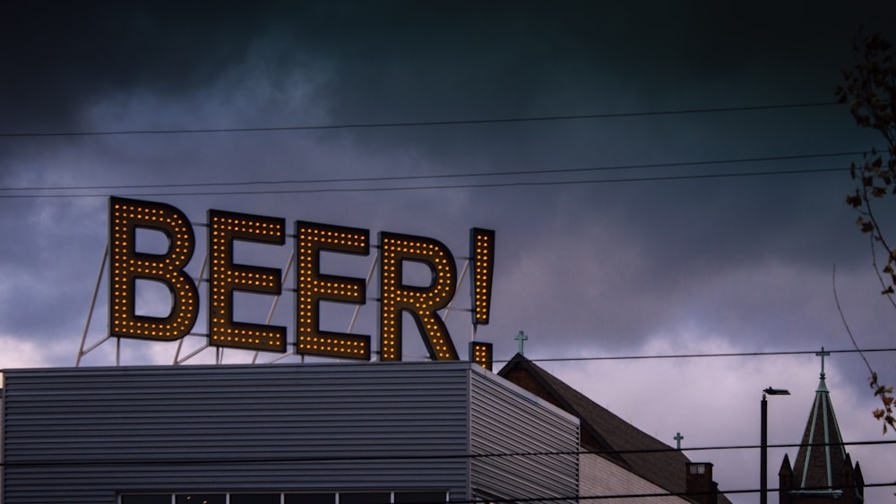 beer! black and yellow LED signage
