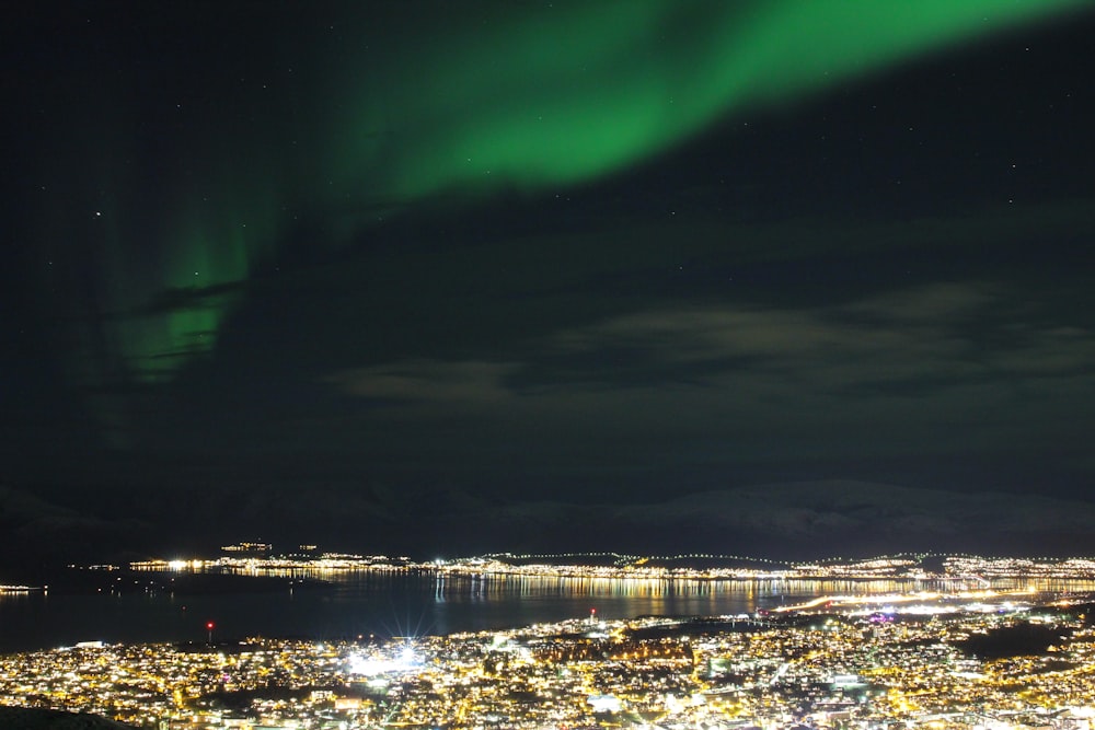 city under Northern lights