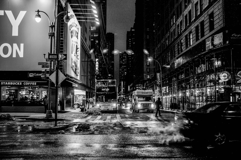 grayscale photography of city