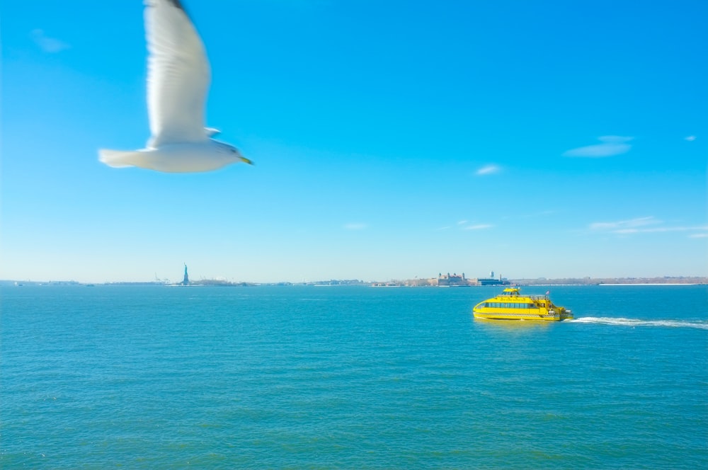 yellow cruiser boat on body of water