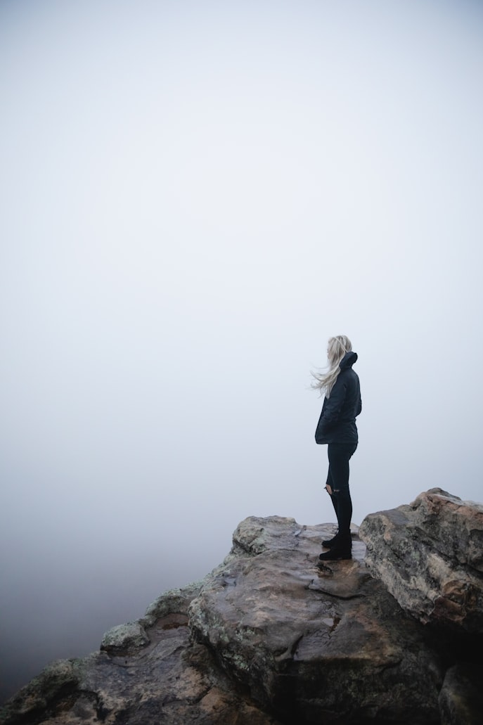 woman overlooking cliff