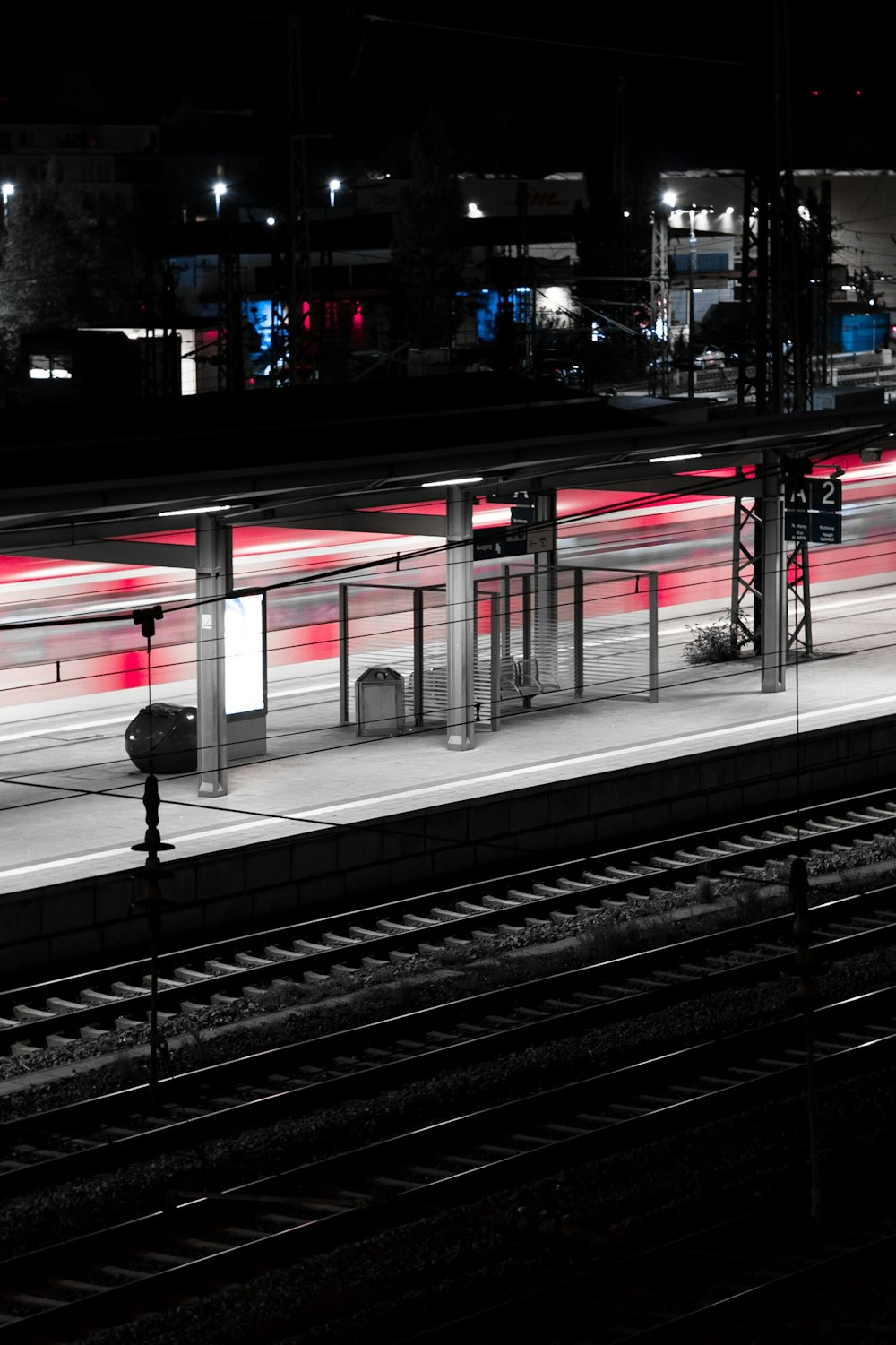 gray and black building at night