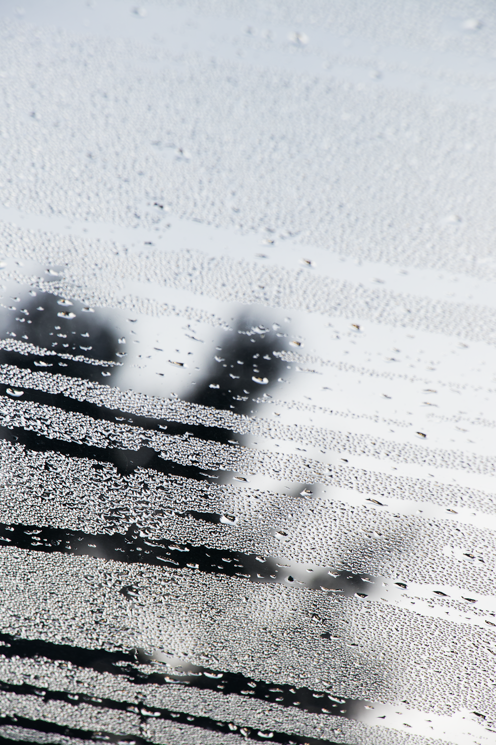 a blurry photo of a person walking in the rain