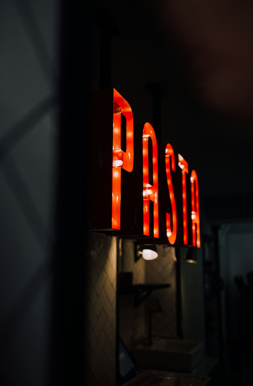 red Pasta light signage