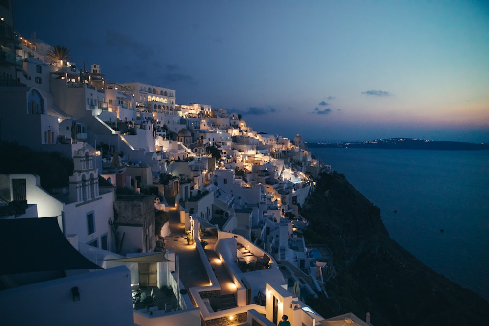 サントリーニ島、ギリシャ、夜間