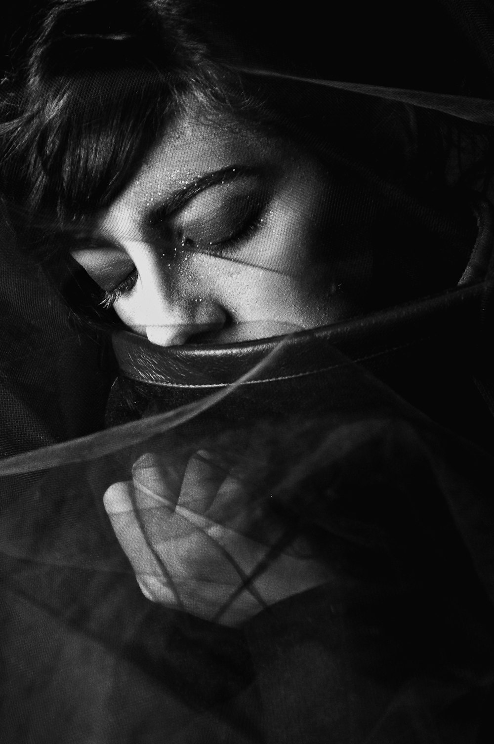 grayscale photography of woman