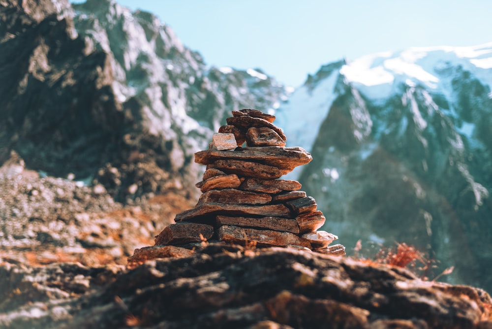 brown rock cairns