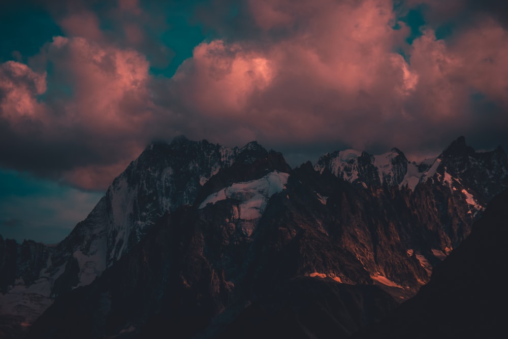 mountain range covered with snow