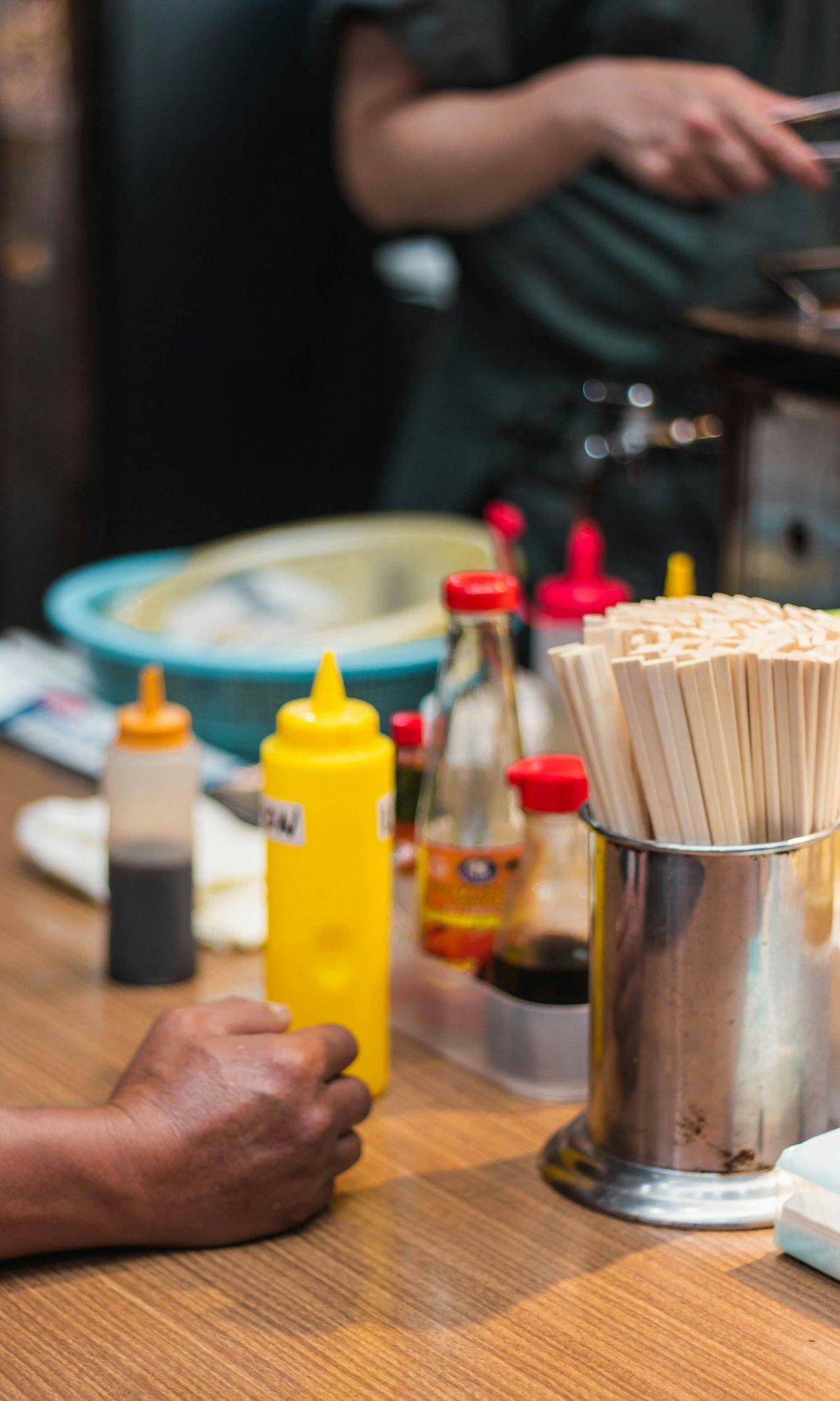 yellow squeeze bottle