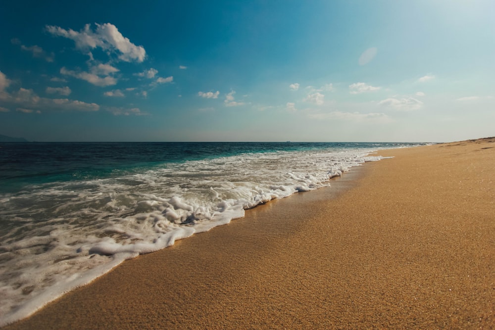 nature photography of shore and brown sand during daytime