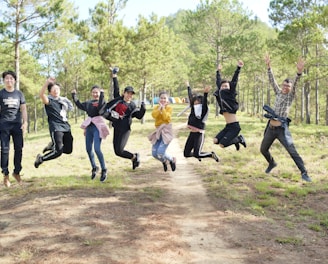 group of people jumping