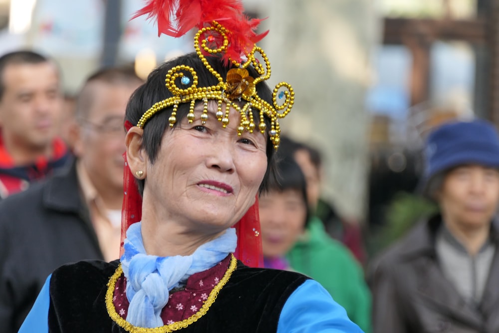woman wearing headdress
