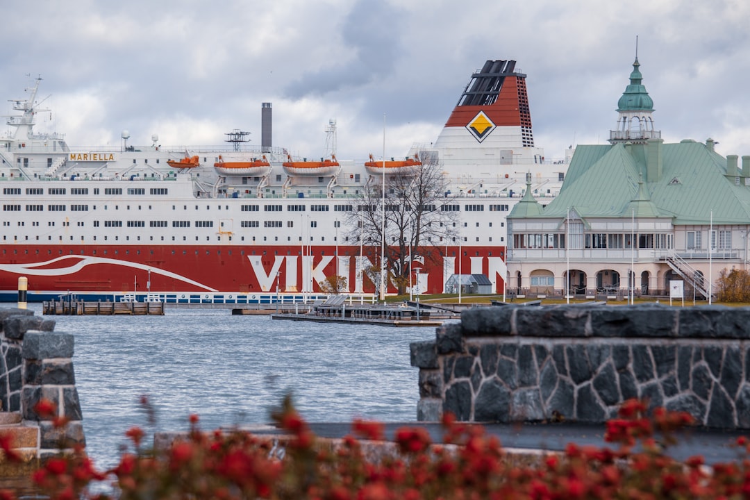 white and red ship