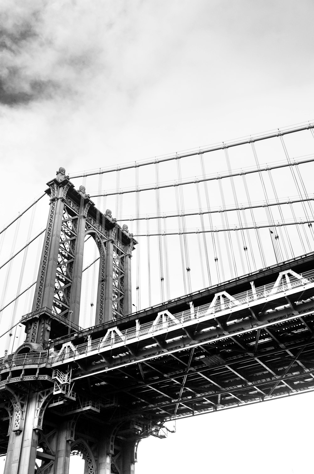low angle photo of Brooklyn bridge