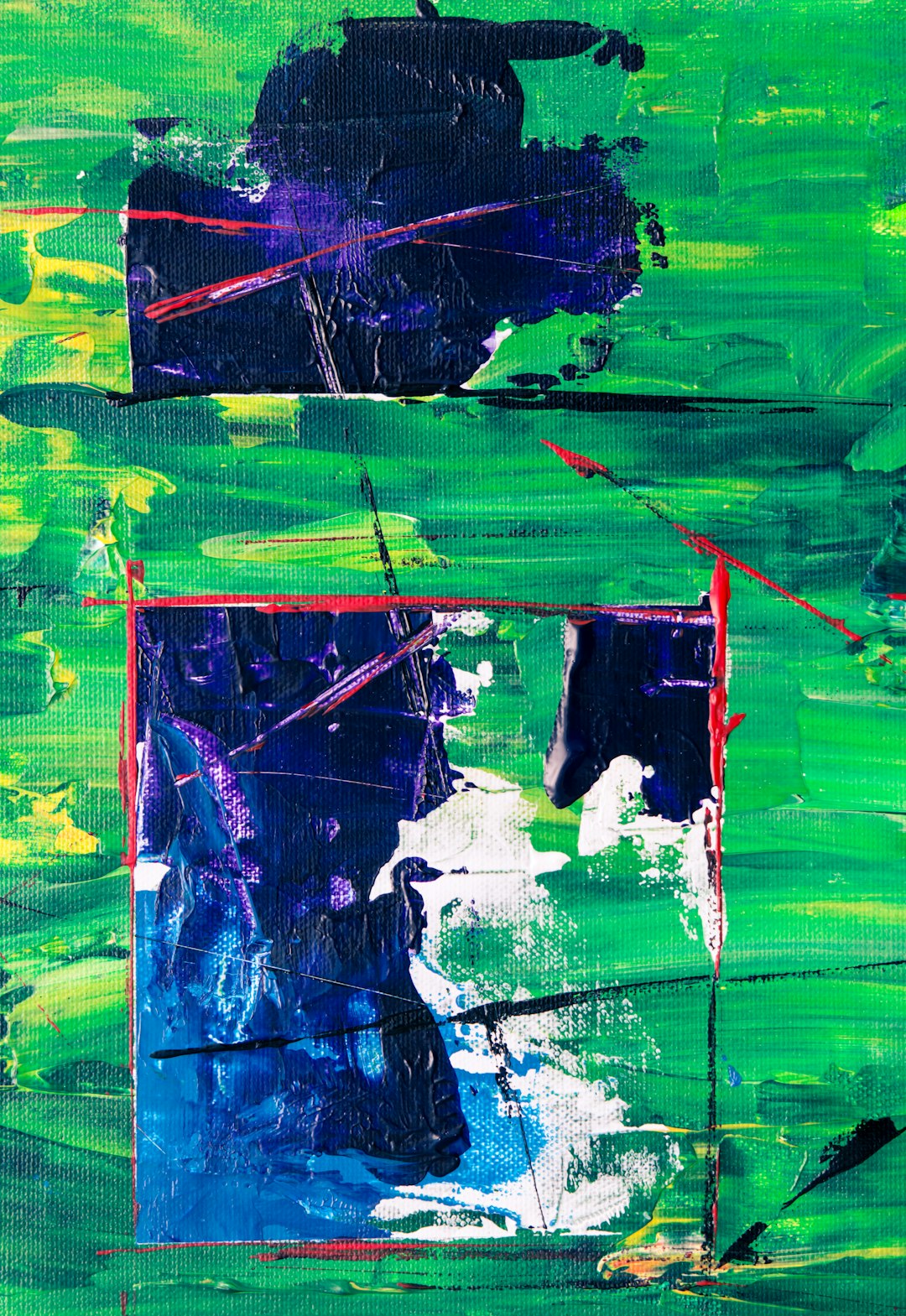 green blue and orange abstract painting
