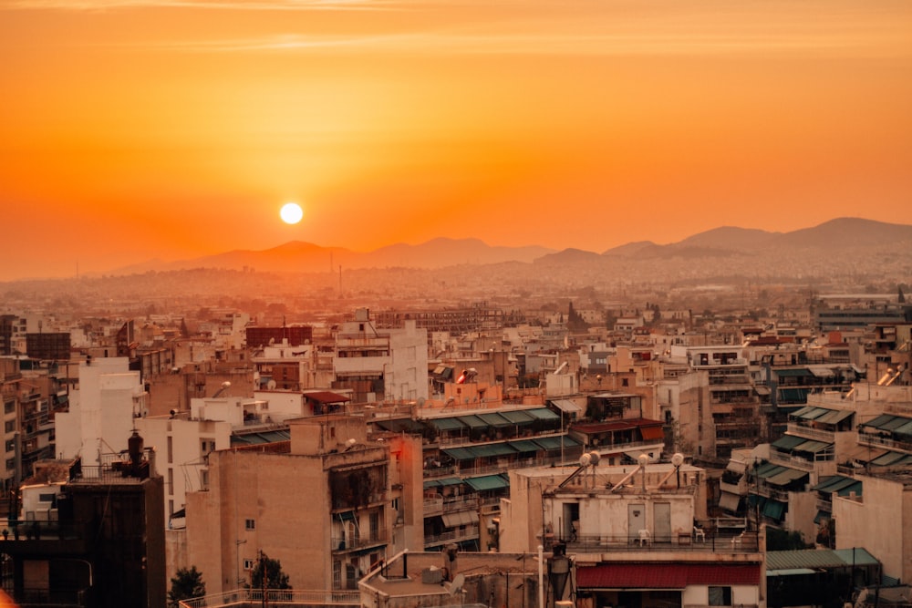 aerial photo of city during golden hour