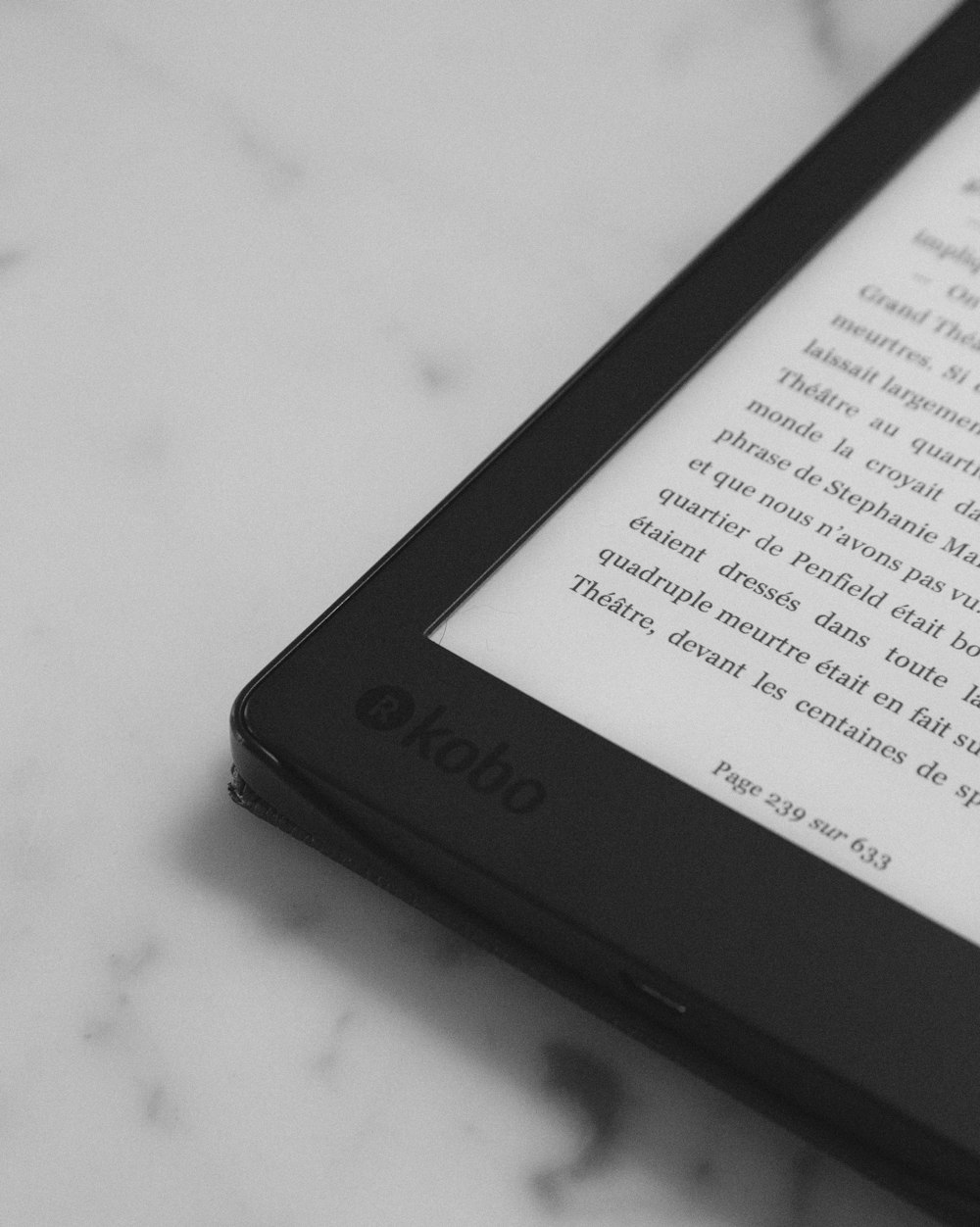 black Kobo eBook reader turned-on