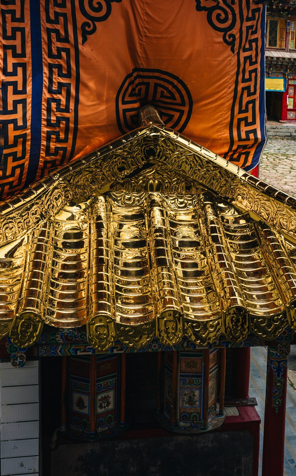 view of gold roof