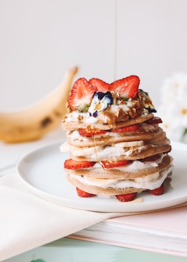 strawberry with buns on plate
