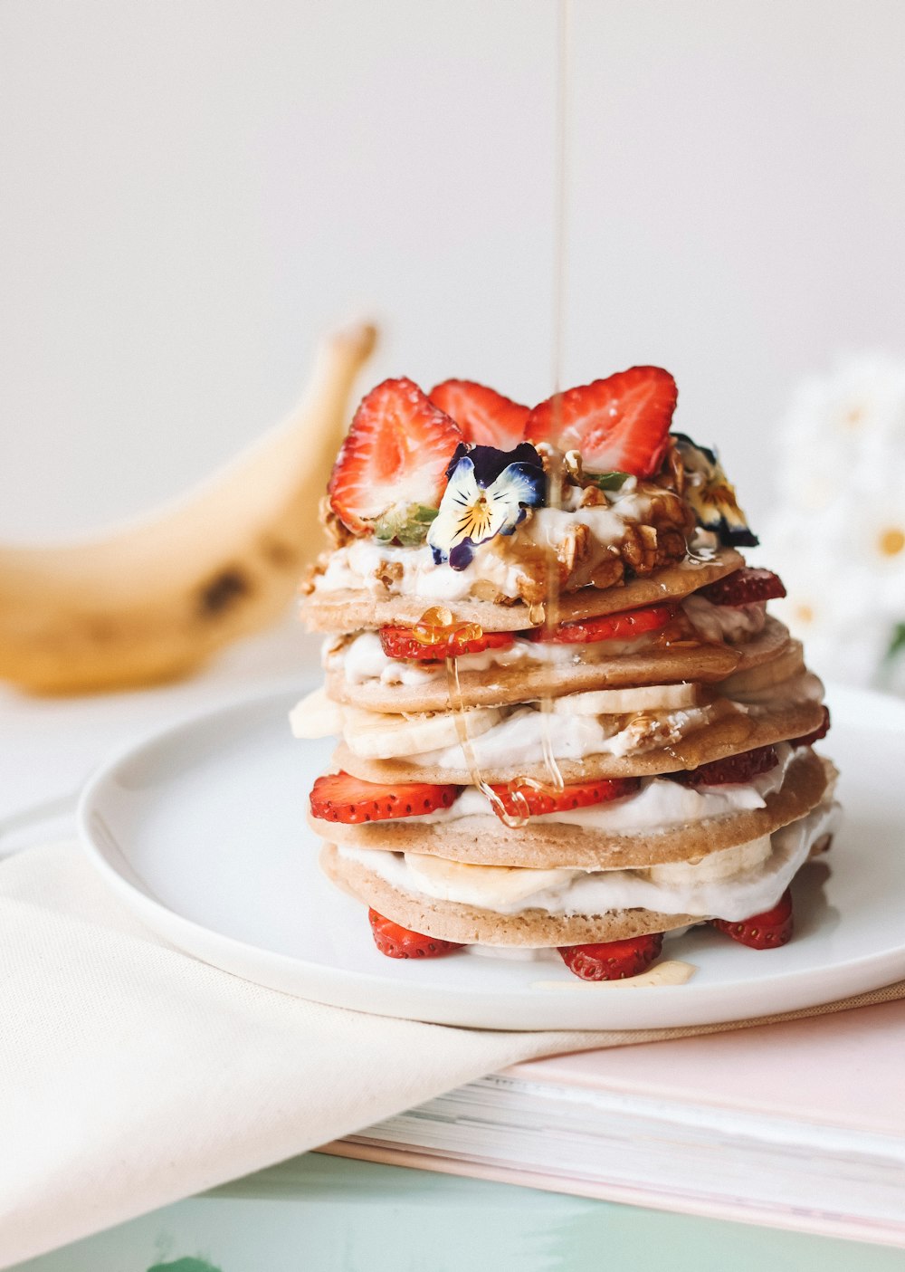 strawberry with buns on plate