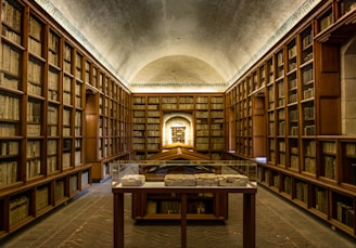 brown wooden bookshelves