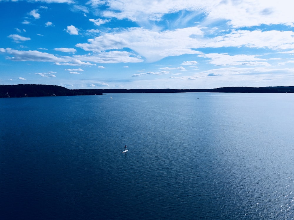 white sailboat in the middle body of water