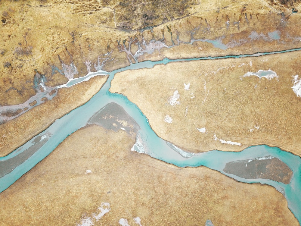 an aerial view of a body of water