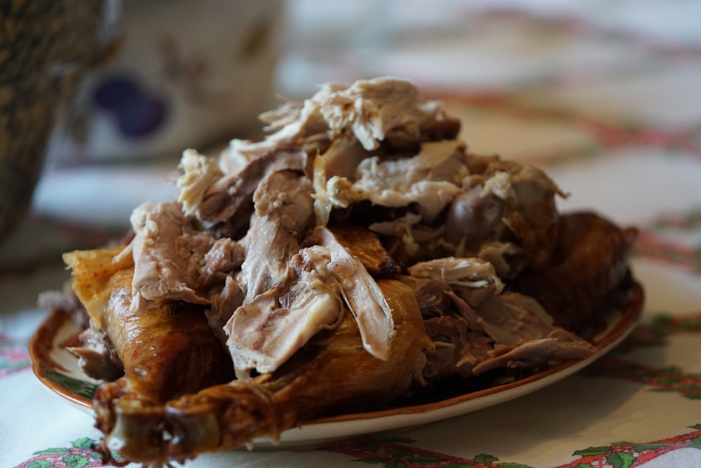 plate of roasted chicken