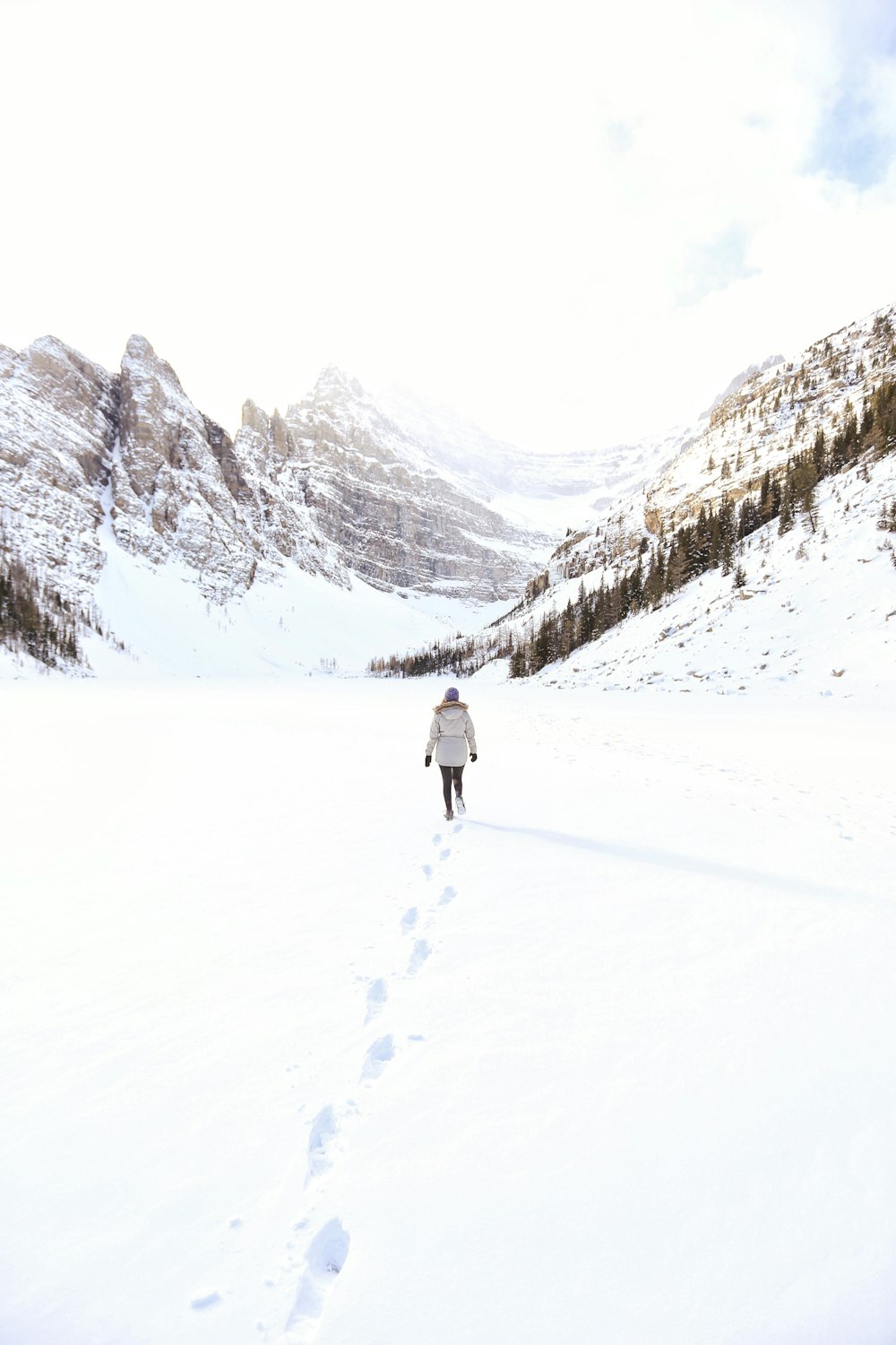 person walking on snowfield