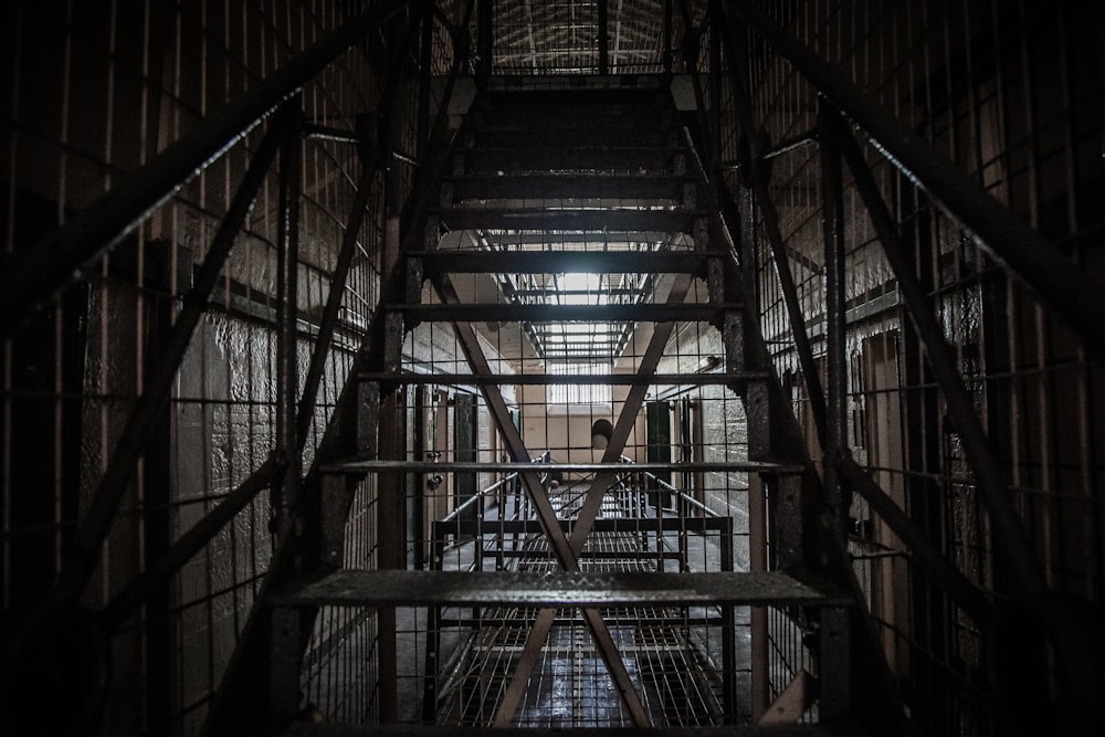 black metal stair close-up photography