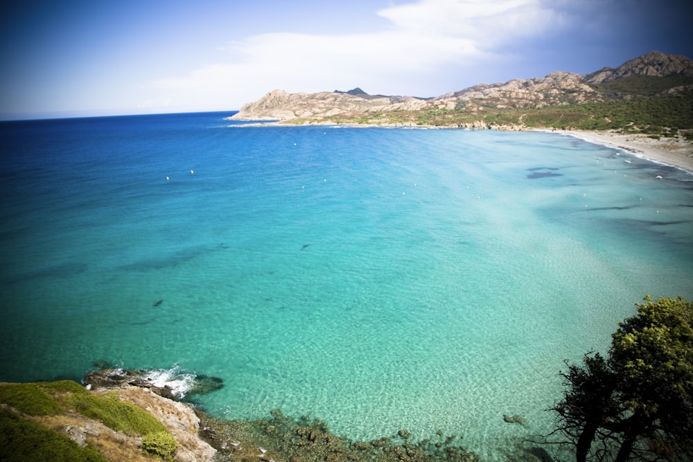 aerial photo of clear blue sea