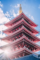 architectural photography of red pagoda temple